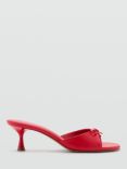 Mango Sarao Bow Detail Heeled Mule Sandals, Red