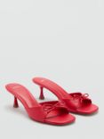 Mango Sarao Bow Detail Heeled Mule Sandals, Red