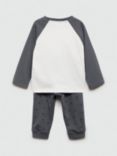 Mango Kids' Cotton Panda Pyjamas, Dark Grey