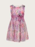 Monsoon Baby Floral Print Tulle Dress, Pink