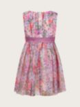 Monsoon Baby Floral Print Tulle Dress, Pink