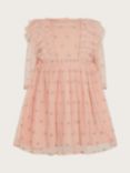 Monsoon Baby Sparkle Star Tulle Dress, Pale Pink