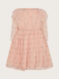 Monsoon Baby Sparkle Star Tulle Dress, Pale Pink