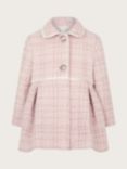 Monsoon Baby Tweed Collared Coat, Pale Pink