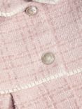 Monsoon Baby Tweed Collared Coat, Pale Pink