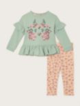 Monsoon Baby Cotton Animal Applique Top & Leggings Set, Green