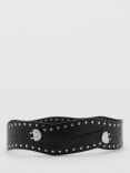 Mango Alicia Studded Chunky Asymmetric Belt, Black