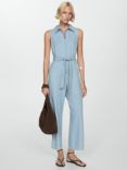 Mango Lester Denim Jumpsuit, Light Blue