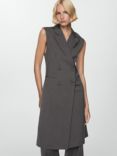 Mango Karibi Long Waistcoat, Dark Grey