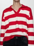 Mango Lotin Stripe Polo Neck Jumper, Red