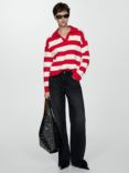 Mango Lotin Stripe Polo Neck Jumper, Red