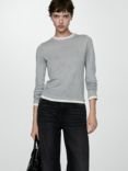 Mango Paco Contrast Trim Jumper, Light Grey