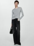 Mango Paco Contrast Trim Jumper, Light Grey