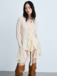 Mango Flint Ruffle Blouse, Cream