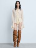 Mango Flint Ruffle Blouse, Cream