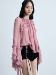 Mango Kirsten Ruffle Top, Pastel Pink