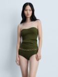 Mango Savannah Bandeau Ribbed Top, Green