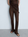 Mango Marylin Sheer Flared Trousers, Brown