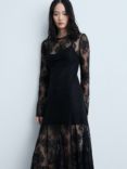 Mango Simona Lace Maxi Dress, Black