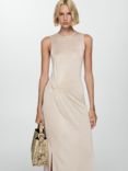 Mango Sofia Knot Knit Dress, Light Beige