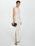 Mango Richie Knot Knitter Dress, Cream