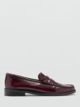 Mango Luisa Leather Loafers, Dark Red