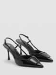 Mango Tona Patent Slingback Pointed Courts, Black