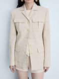 Mango Patrizia Pocket Linen Blend Jacket, Light Beige