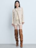 Mango Patrizia Pocket Linen Blend Jacket, Light Beige