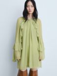 Mango Cape Ruffle Dress, Green