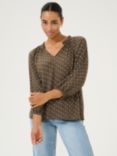 KAFFE Babett Polka Dot Top, Major Brown/Chalk