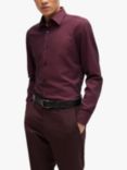 HUGO Heritage Cotton Slim Fit Shirt, Dark Red