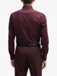 HUGO Heritage Cotton Slim Fit Shirt, Dark Red