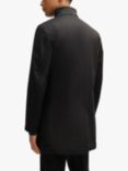 HUGO Cotton Blend Long Sleeve Button Neck Top, Black