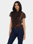 Saint Tropez Lilja Ruffle Top, Dark Oak