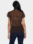 Saint Tropez Lilja Ruffle Top, Dark Oak