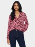 Saint Tropez Eda Animal Print Top, Rose/Black