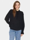 Saint Tropez Greya Broderie Anglaise Sleeve Top, Black