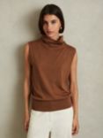 Reiss Harper Slouch Neck Wool Knit Sleeveless Top