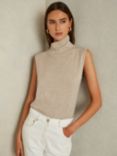 Reiss Harper Slouch Neck Wool Knit Sleeveless Top, Neutral