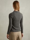 Reiss Jade Cable Knit Wool Polo Top