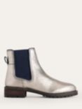 Boden Freya Metallic Leather Chelsea Boots, Silver