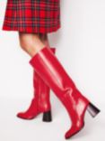 Boden Leather Knee High Boots, Red