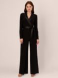 Adrianna Papell Jersey Combo Tuxedo Jumpsuit, Black