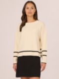 Adrianna Papell Tipped Drop Shoulder Jumper, Cream/Black