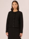 Adrianna Papell Fray Trim Cardigan, Black