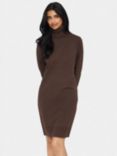 Saint Tropez Mila Roll Neck Jumper Dress, Dark Oak Melange