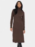 Saint Tropez Mila Roll Neck Midi Jumper Dress, Dark Oak Melange