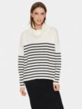 Saint Tropez Grila Stripe Cowl Neck Jumper, Ice/Black