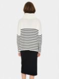 Saint Tropez Grila Stripe Cowl Neck Jumper, Ice/Black